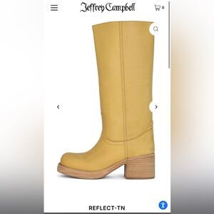 Jeffrey Campbell Yellow Distressed Reflect Tn Knee High Stacked Heeled Boot
